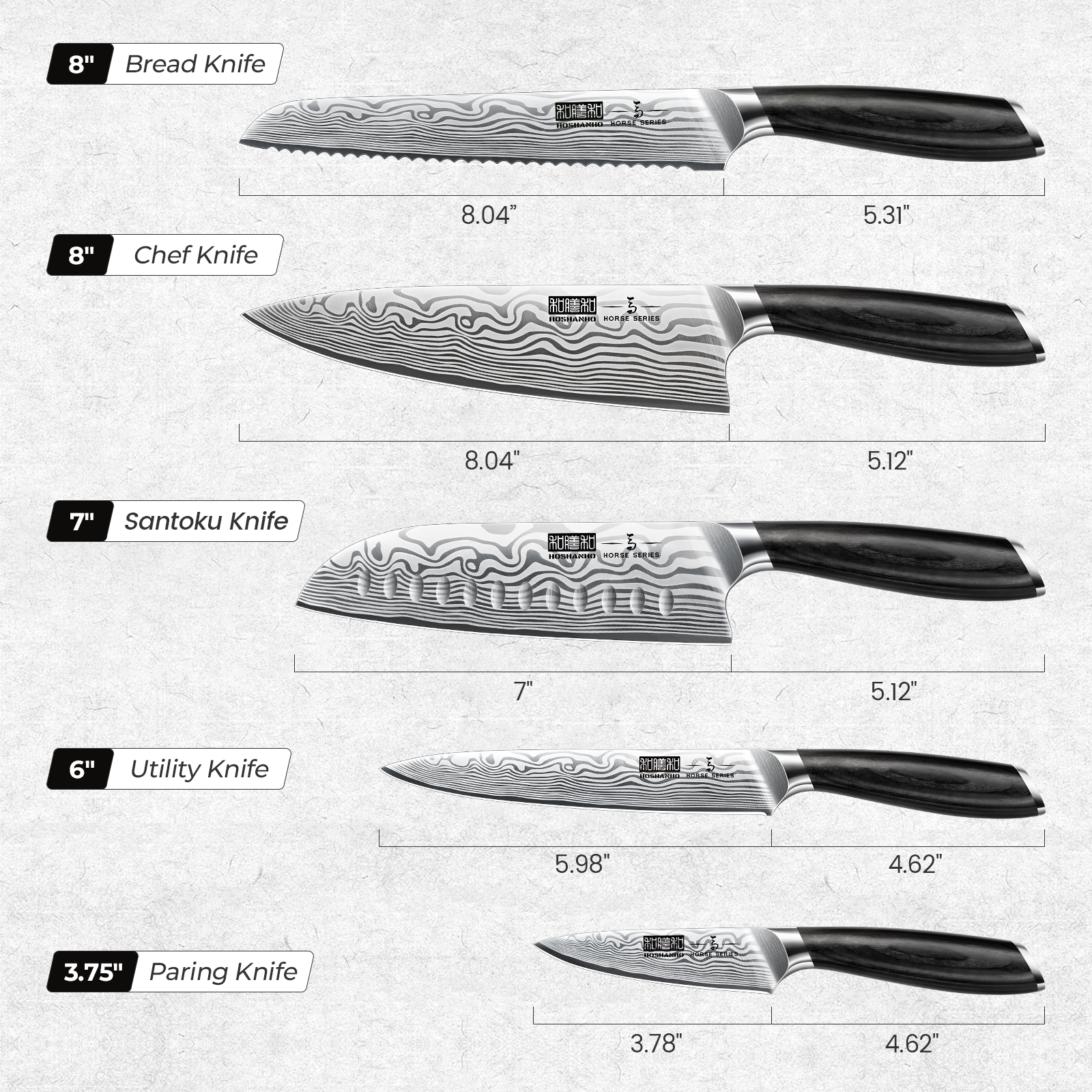 5-Piece Professional Powder Steel Chef Knife Set with Pakkawood Handle – Ultra Sharp Japanese Kitchen Knives