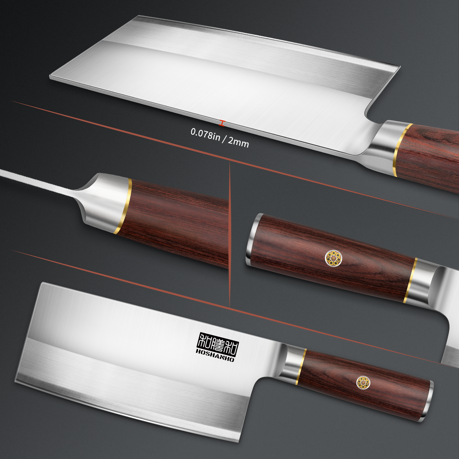 Ultra Sharp Chinese Cleaver Knife – Powder & High Carbon Steel Butcher Knife with Wooden Handle