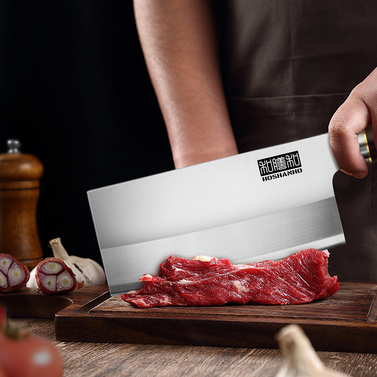 Ultra Sharp Chinese Cleaver Knife – Powder & High Carbon Steel Butcher Knife with Wooden Handle