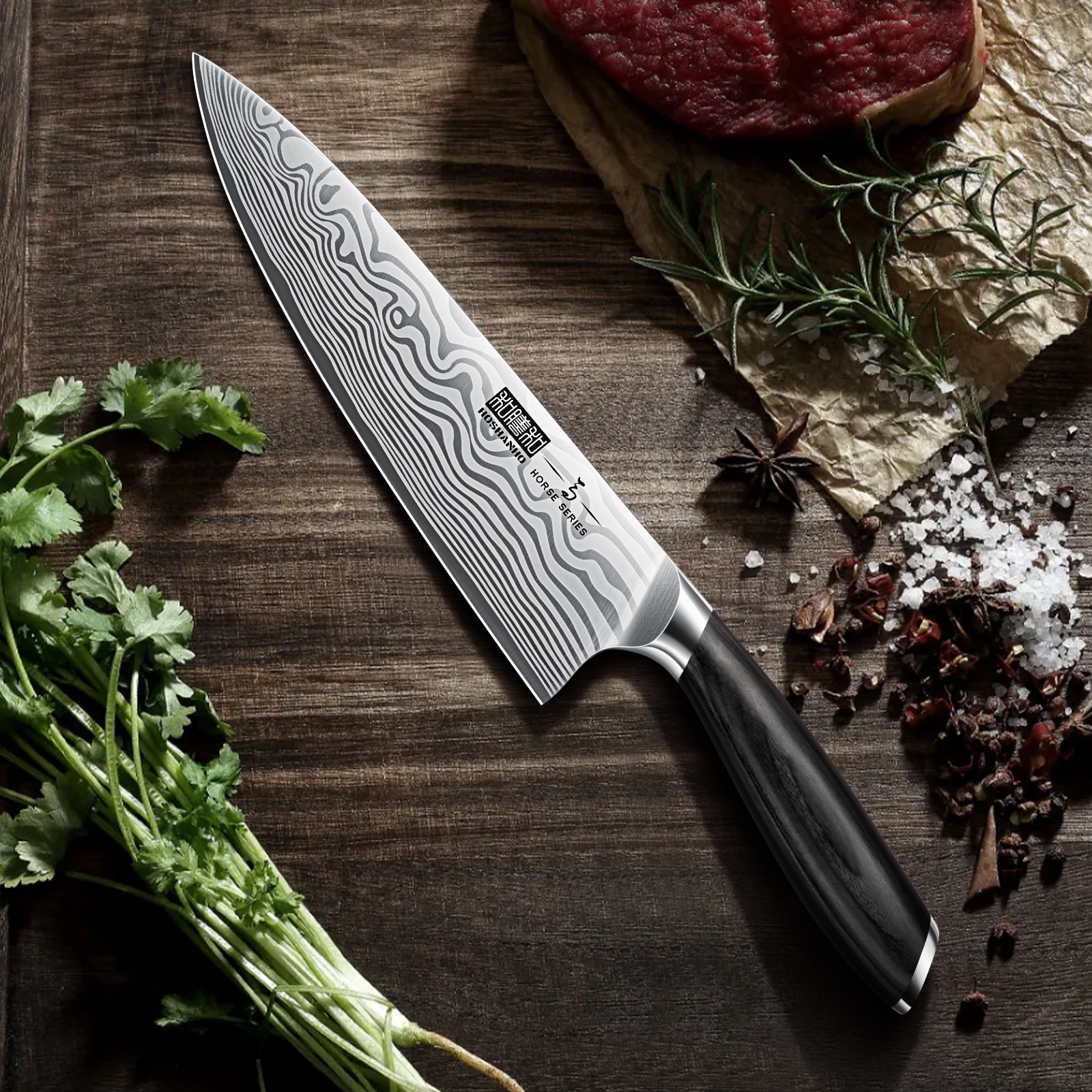 5-Piece Professional Powder Steel Chef Knife Set with Pakkawood Handle – Ultra Sharp Japanese Kitchen Knives