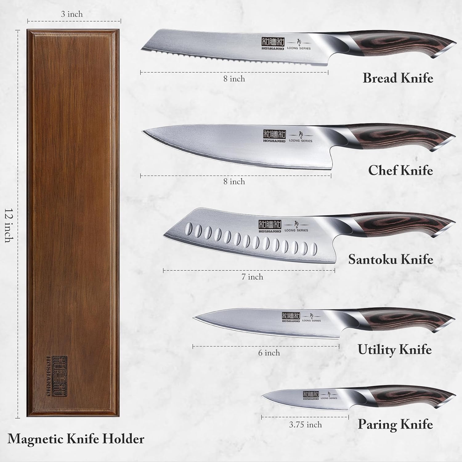 6-Piece Japanese Knife Set with Holder
