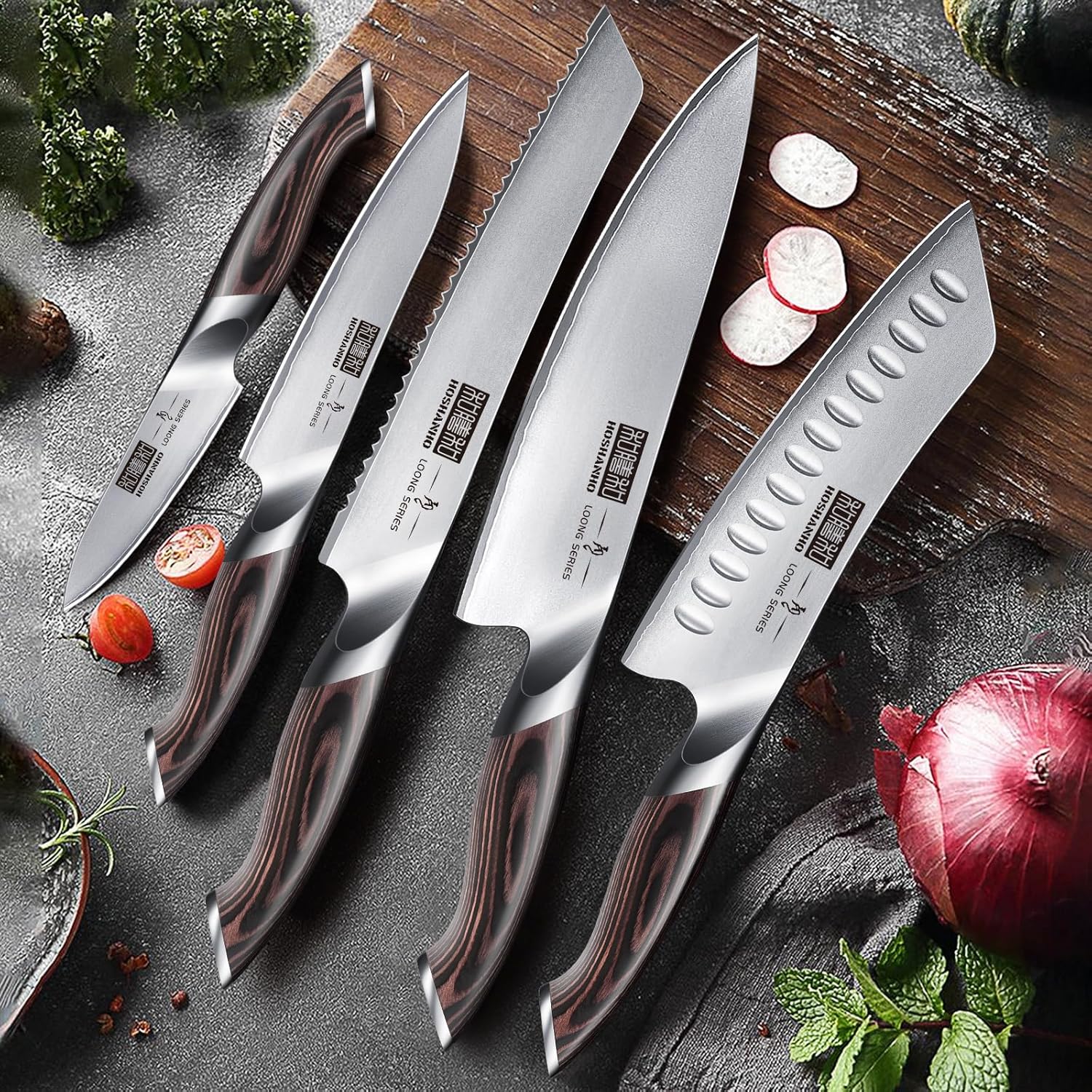 6-Piece Japanese Knife Set with Holder