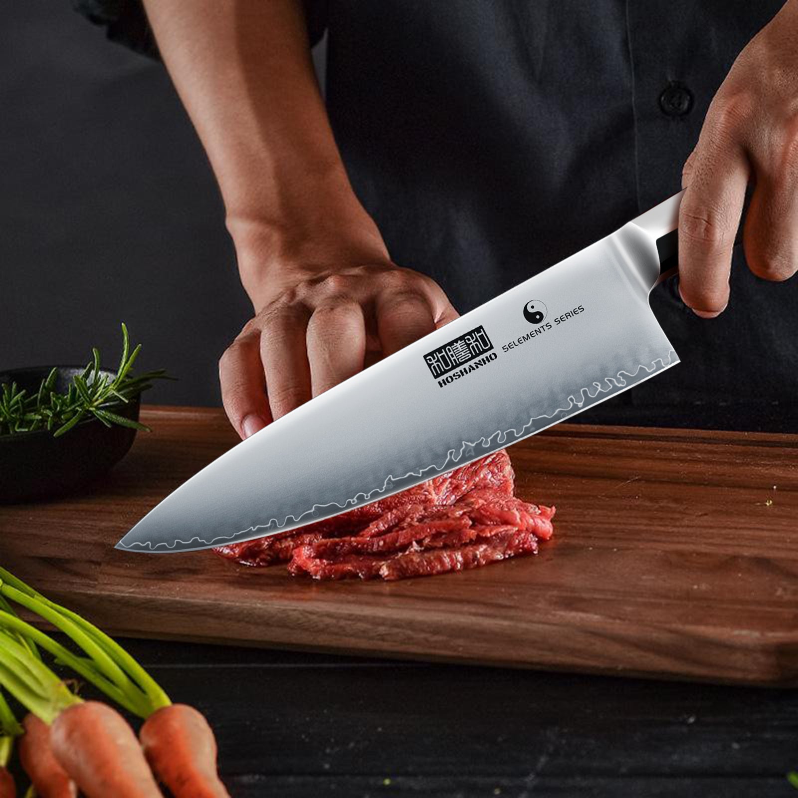 Juego de 3 cuchillos japoneses: cuchillos de chef ultraafilados con mango ergonómico de madera y caja de regalo 