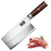 Cuchillo de carnicero chino ultraafilado: cuchillo de carnicero de acero al carbono y pólvora con mango de madera. 
