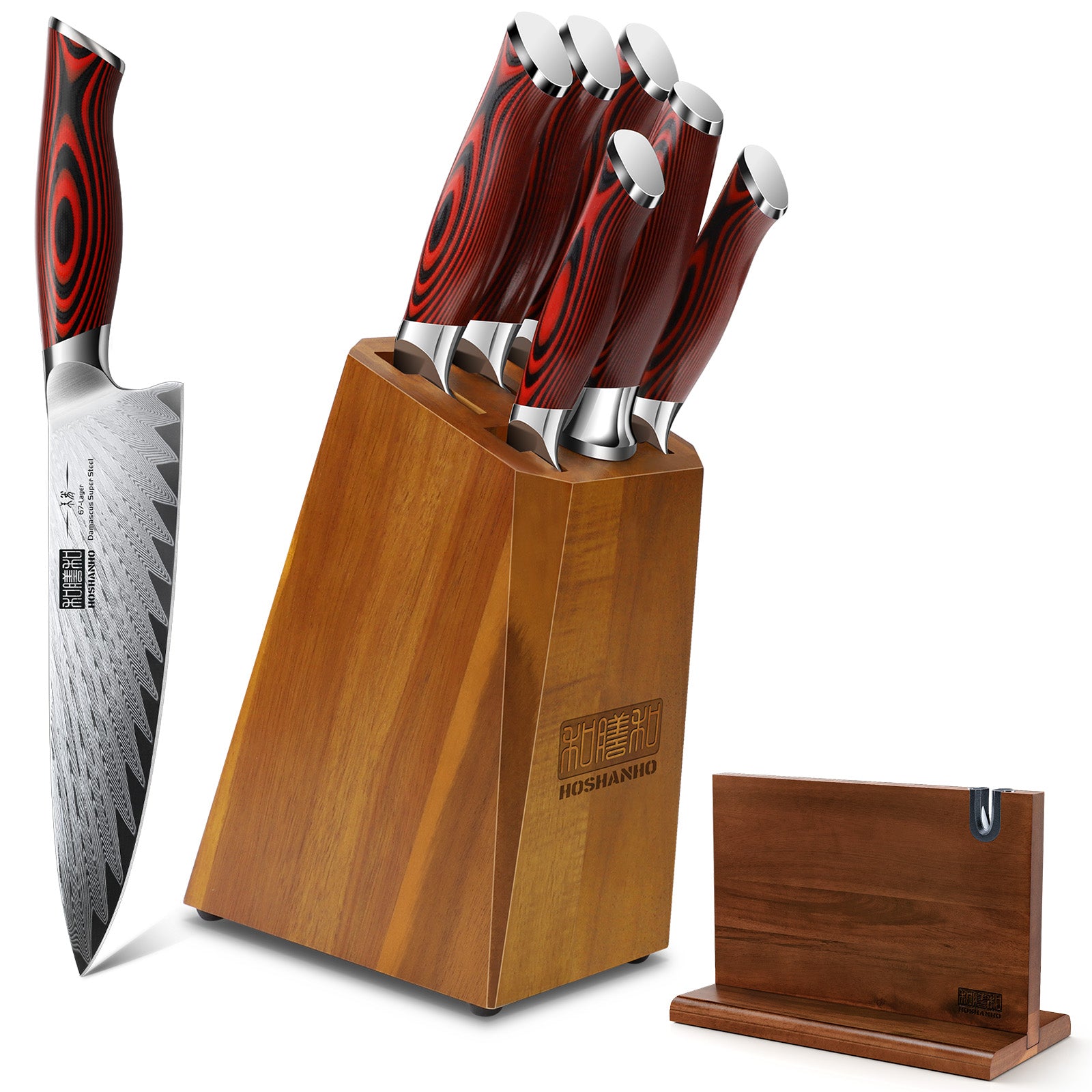 8-Piece Damascus Knife Set with Magnetic Block & G10 Handles