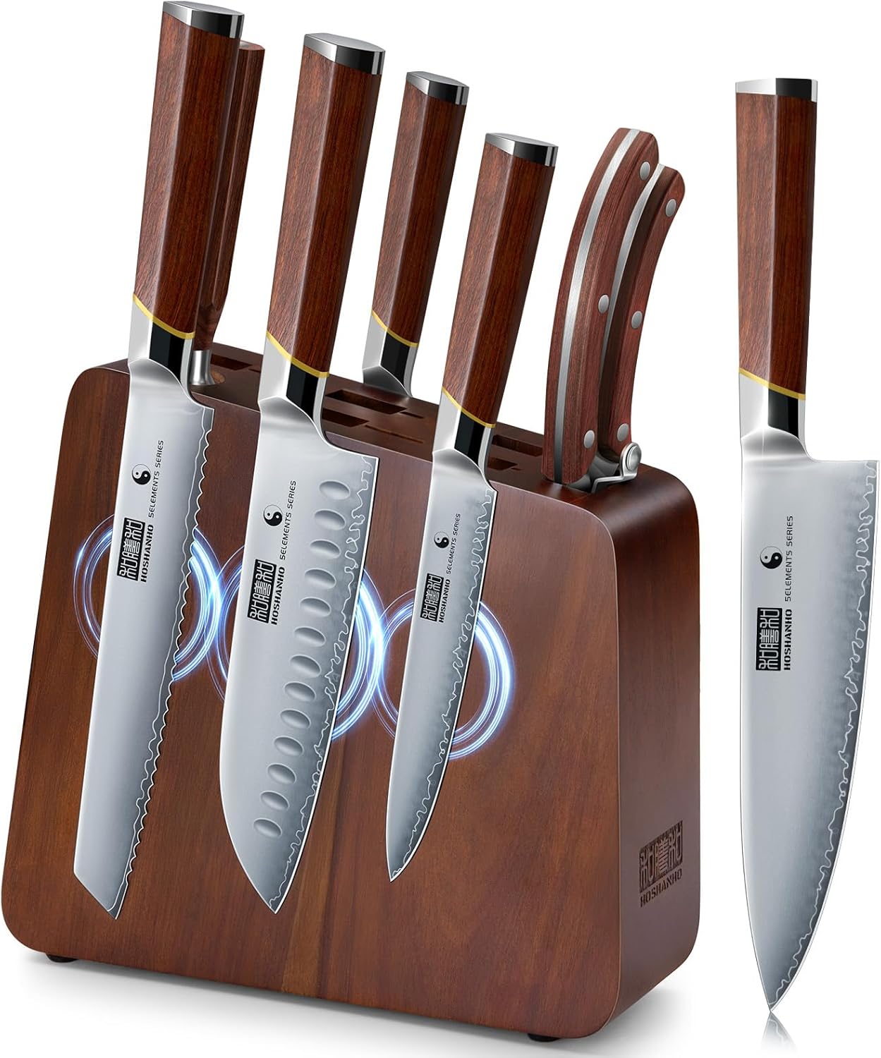 8-Piece High-Carbon Steel Knife Set with Magnetic Knife Block & Sharpener