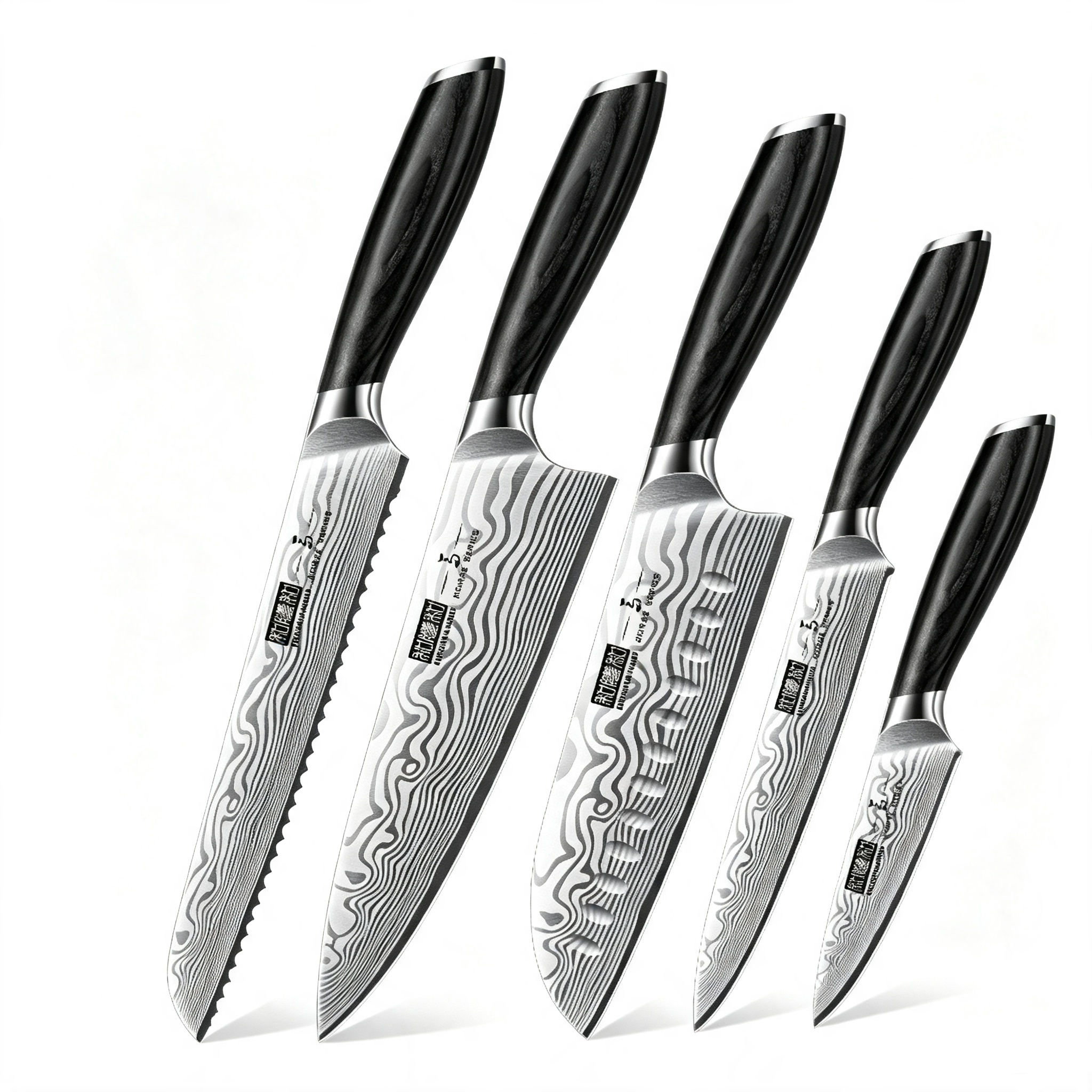 5-Piece Professional Powder Steel Chef Knife Set with Pakkawood Handle – Ultra Sharp Kitchen Knives