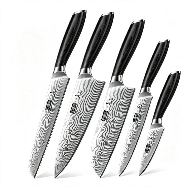 5-Piece Professional Powder Steel Chef Knife Set with Pakkawood Handle – Ultra Sharp Kitchen Knives