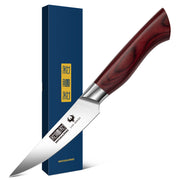 Cuchillo para pelar de 9,5 cm: cuchillo japonés para fruta de acero inoxidable con alto contenido de carbono y mango ergonómico de madera. 