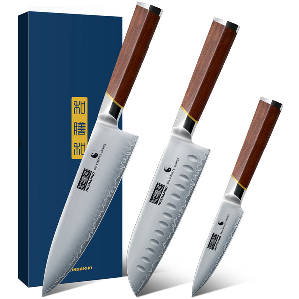 3-Piece Knife Set – Ultra Sharp Chef Knives with Ergonomic Wooden Handle & Gift Box
