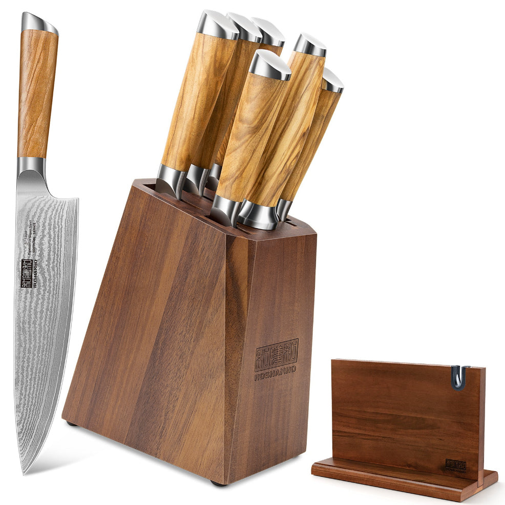 8-Piece Damascus Knife Set with Magnetic Block