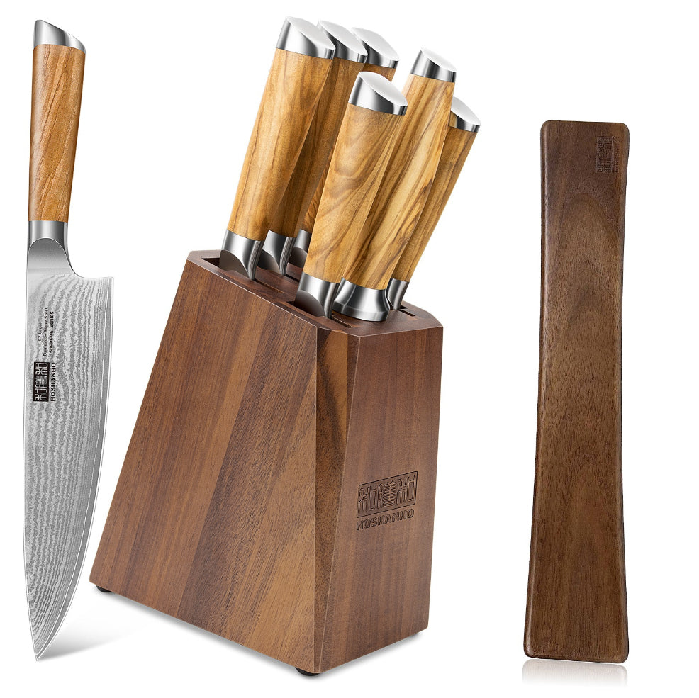 8-Piece Damascus Knife Set with 40cm Magnetic Strip