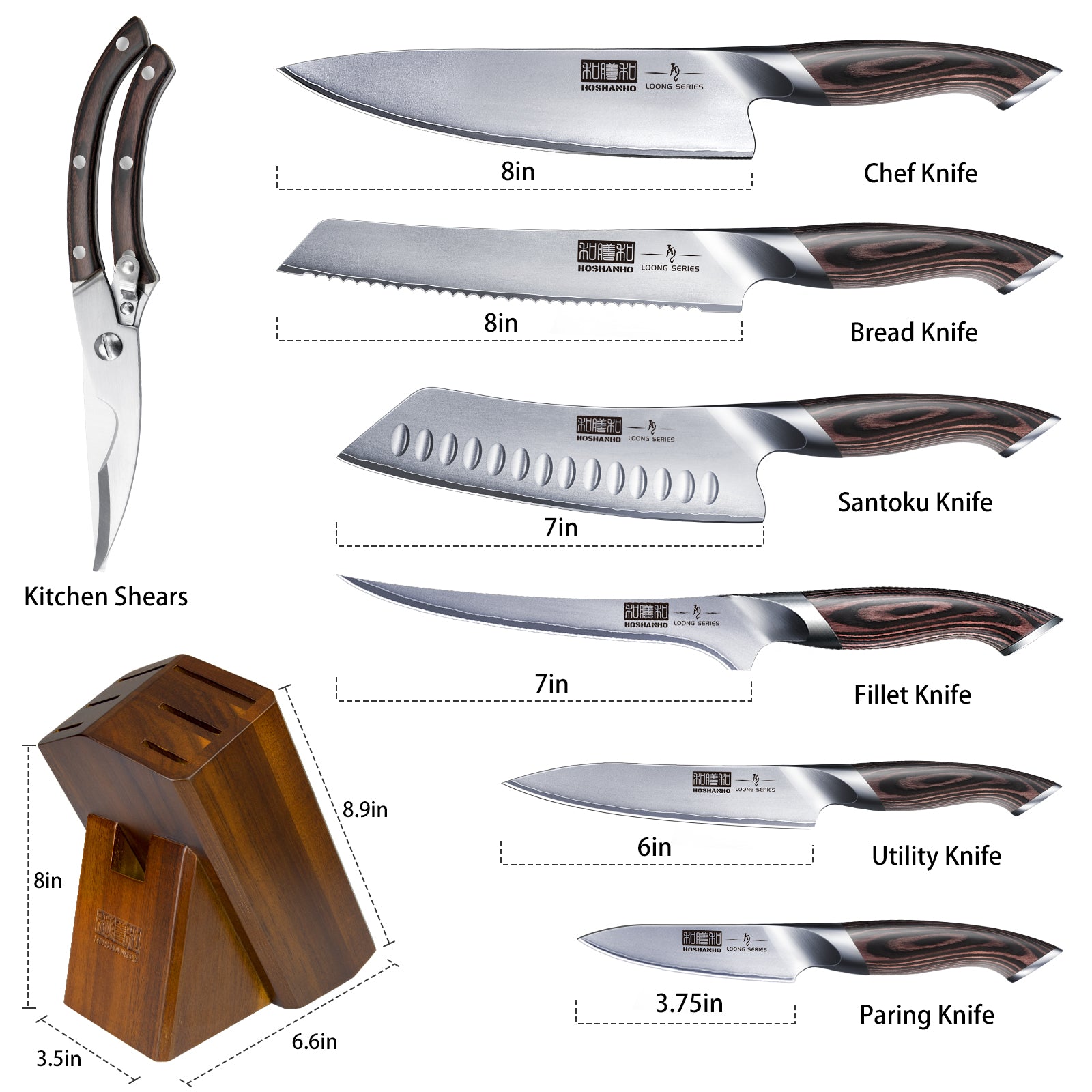 9-Piece Chef Knife Set with Block