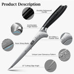 7-Inch Fillet Knife – High Carbon Powder Steel Boning Knife for Meat & Poultry with Flexible Blade & Pakkawood Handle