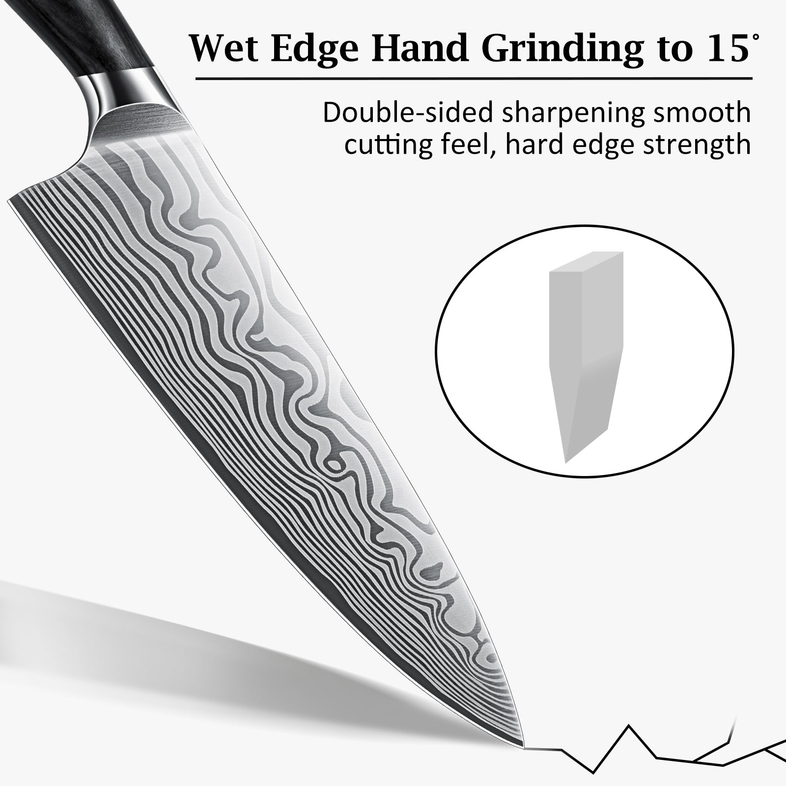 8-Inch Chef Knife – High Carbon Powder Steel Japanese Knife with Ergonomic Pakkawood Handle