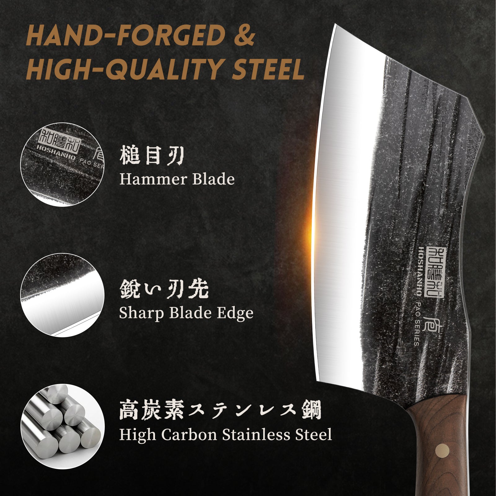 3-Piece Butcher Knife Set – Heavy Duty Meat Cleaver, Bone Chopper & Viking Knife for Home, Cooking & BBQ