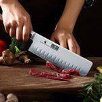 7 Zoll großes japanisches Nakiri-Messer mit Griff aus rotem Sandelholz und Geschenkbox 