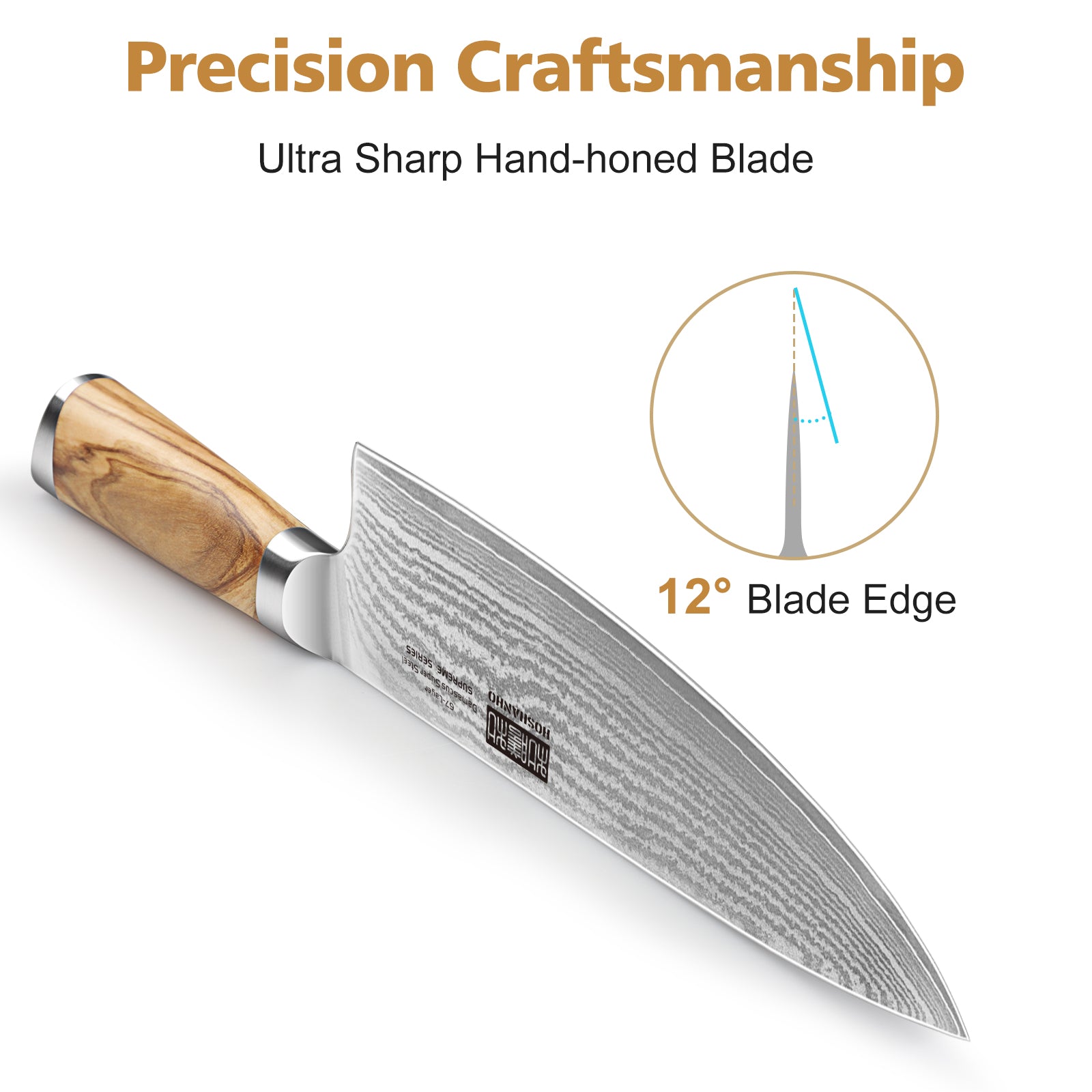 7-Piece Damascus Knife Set with Block – 67-Layer Super Steel Kitchen Knives for Cooking