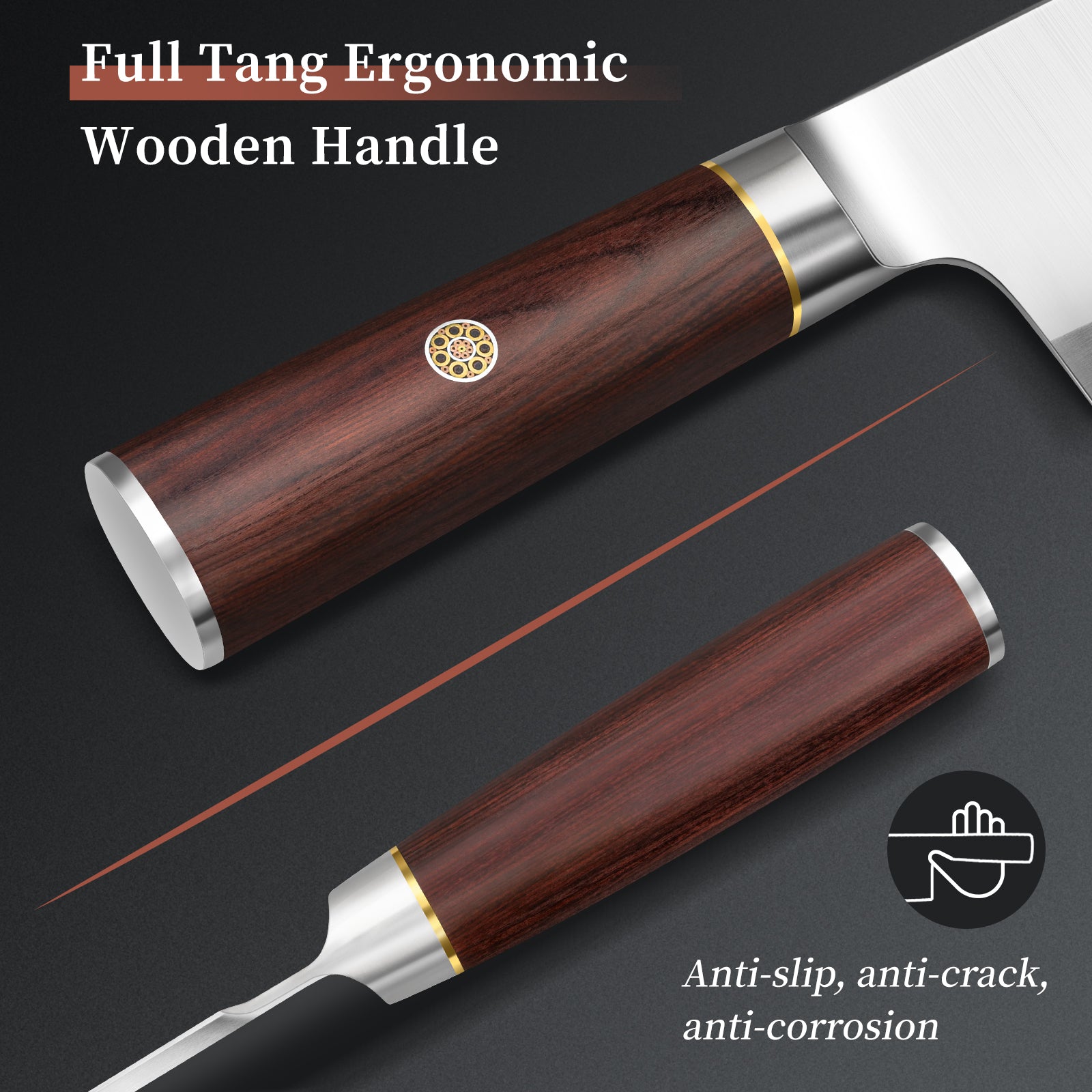 Cuchillo de carnicero chino ultraafilado: cuchillo de carnicero de acero al carbono y pólvora con mango de madera. 
