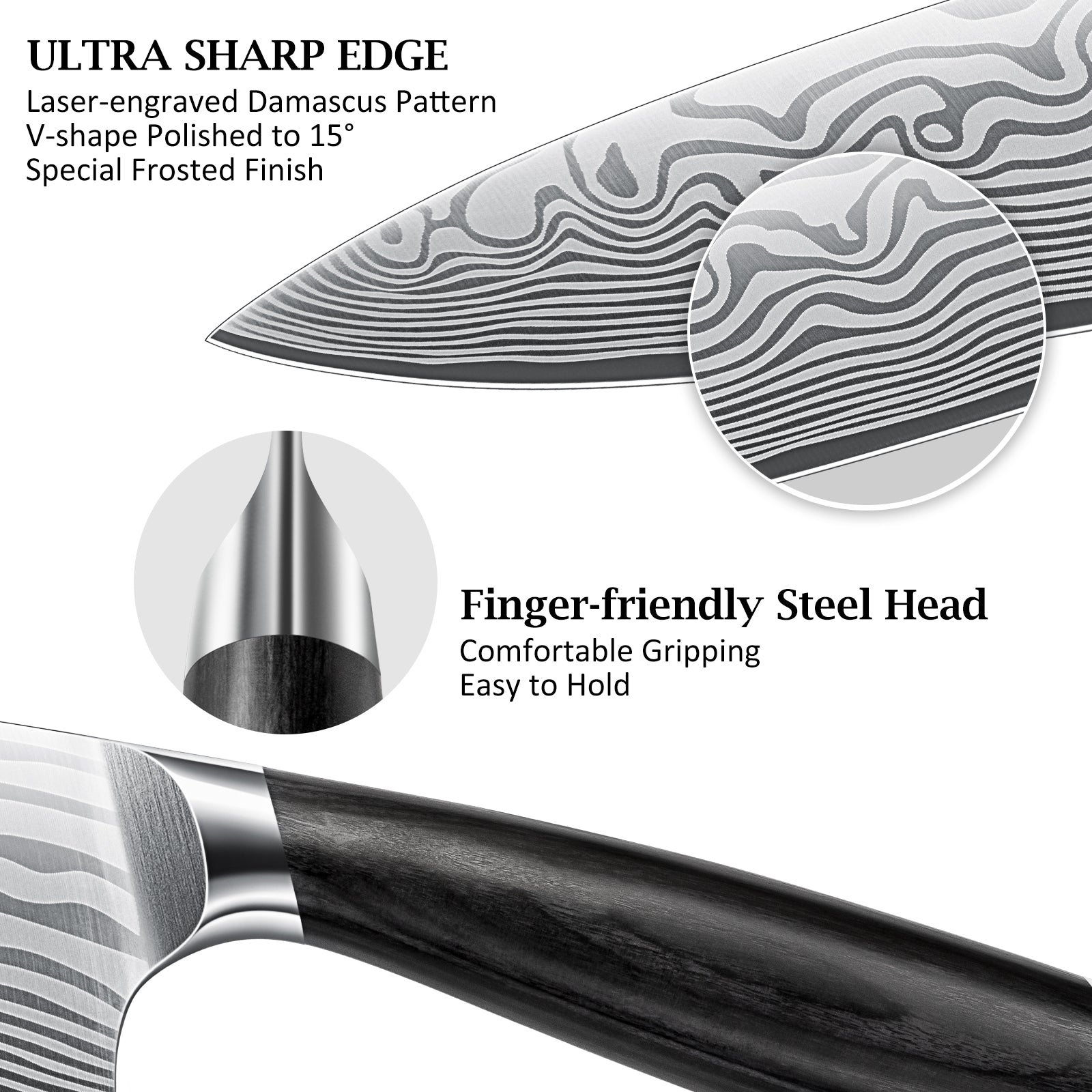 16-Piece Knife Set with Block – High Carbon Powder Steel Kitchen Knives with Sharpener & Pakkawood Handle