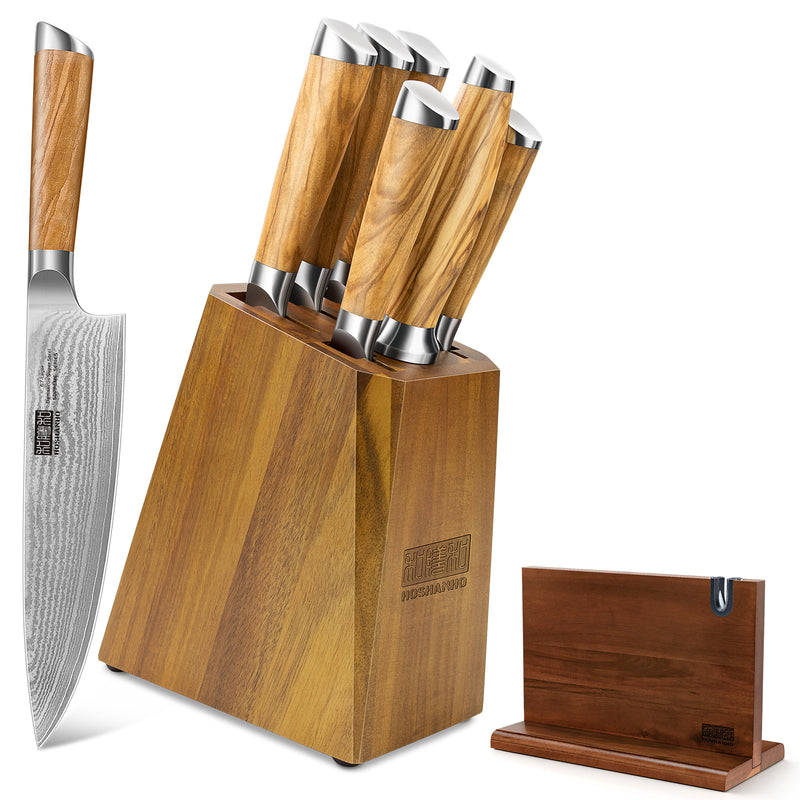 7-teiliges Damastmesser-Set mit Block – 67-lagige Superstahl-Küchenmesser zum Kochen 