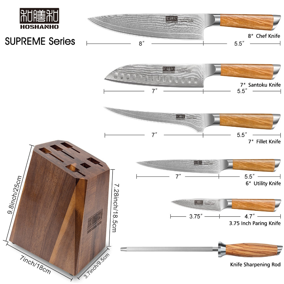 8-Piece Damascus Knife Set with 40cm Magnetic Strip