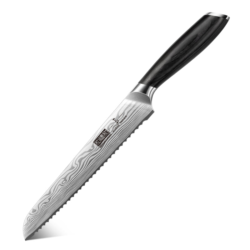 8" Bread Knife-High Carbon Stainless Steel Knife with Pakkawood Handle