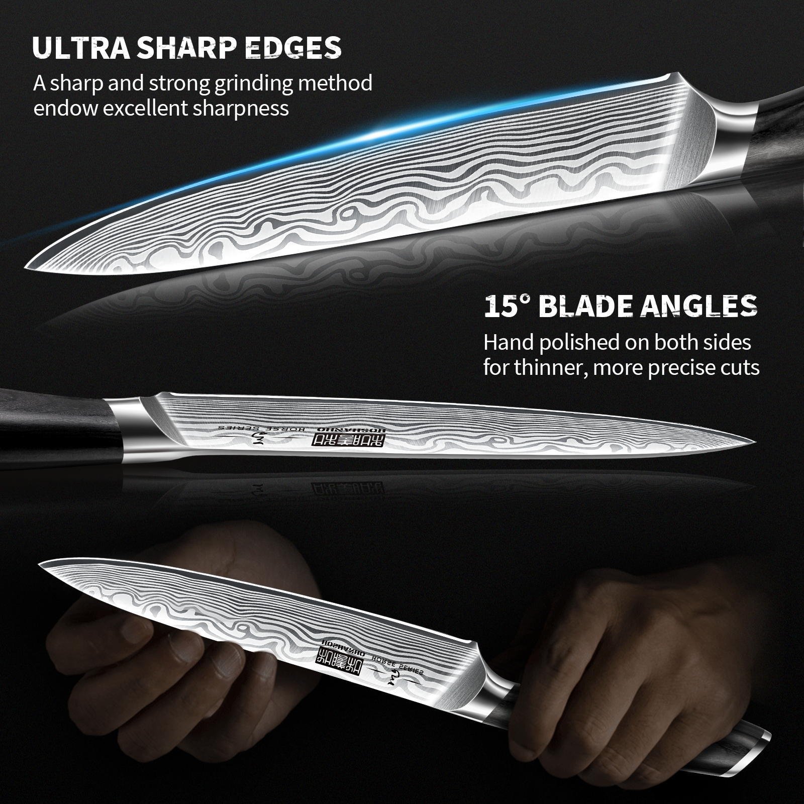5-Piece Professional Powder Steel Chef Knife Set with Pakkawood Handle – Ultra Sharp Japanese Kitchen Knives