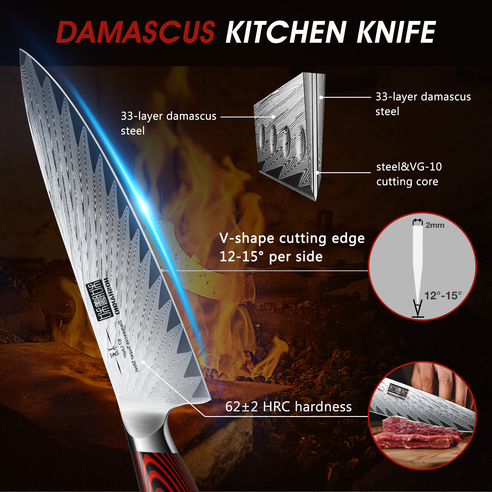 3-Piece Damascus Knife Set – Ultra Sharp Chef Knives with G10 Ergonomic Handle & Gift Box