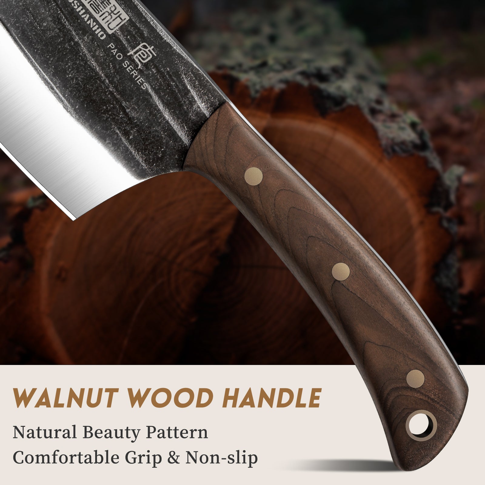 3-Piece Butcher Knife Set – Heavy Duty Meat Cleaver, Bone Chopper & Viking Knife for Home, Cooking & BBQ