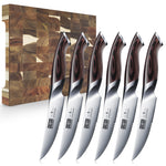 6-teiliges Steakmesser-Set – 4,5 Zoll lange japanische AUS-10-Messer mit Wellenschliff aus Kohlenstoffstahl mit ergonomischem Griff 