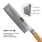 6.5-Inch Damascus Nakiri Knife – VG-10 Japanese Cleaver & Vegetable Knife with Olive Wood Handle