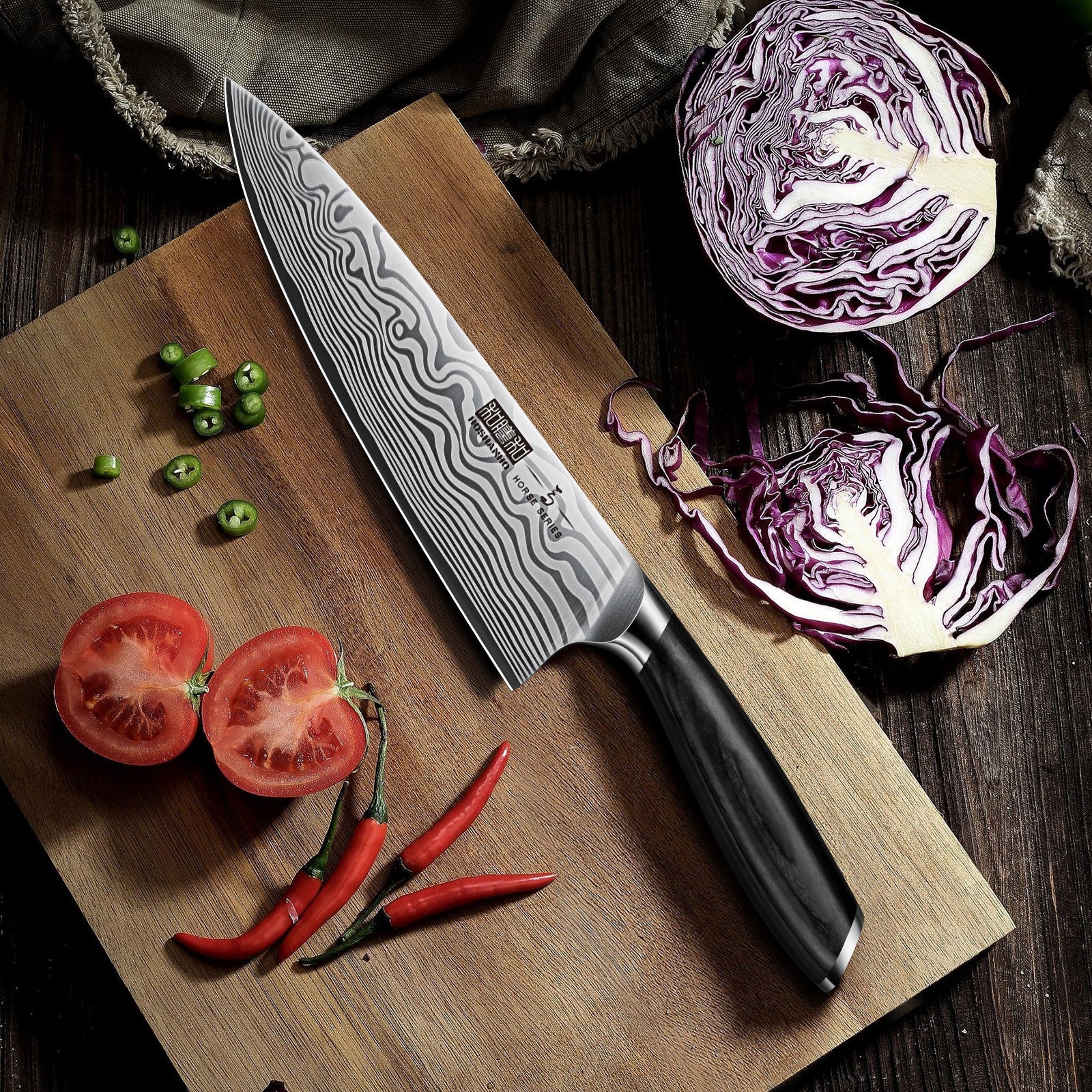 8-Inch Chef Knife – High Carbon Powder Steel Japanese Knife with Ergonomic Pakkawood Handle