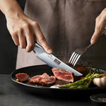 6-teiliges Steakmesser-Set – 4,5 Zoll lange japanische AUS-10-Messer mit Wellenschliff aus Kohlenstoffstahl mit ergonomischem Griff 