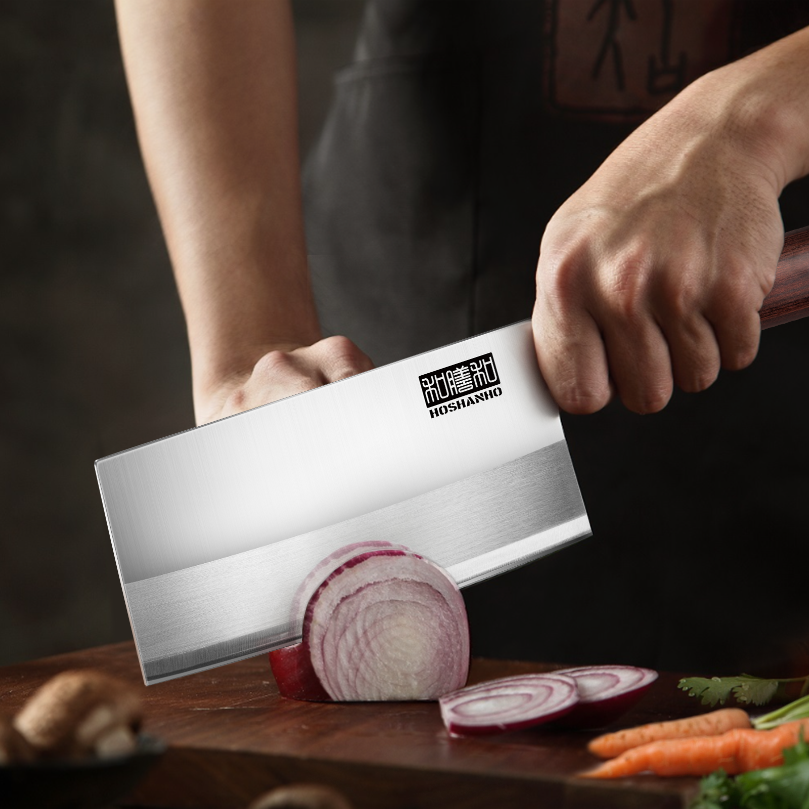 Cuchillo de carnicero chino ultraafilado: cuchillo de carnicero de acero al carbono y pólvora con mango de madera. 