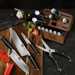 16-Piece Kitchen Knife Set with Block – High Carbon Powder Steel Knives & Sharpener