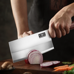 Ultra Sharp Chinese Cleaver Knife – Powder & High Carbon Steel Butcher Knife with Wooden Handle