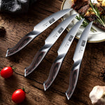 6-teiliges Steakmesser-Set – 4,5 Zoll lange japanische AUS-10-Messer mit Wellenschliff aus Kohlenstoffstahl mit ergonomischem Griff 