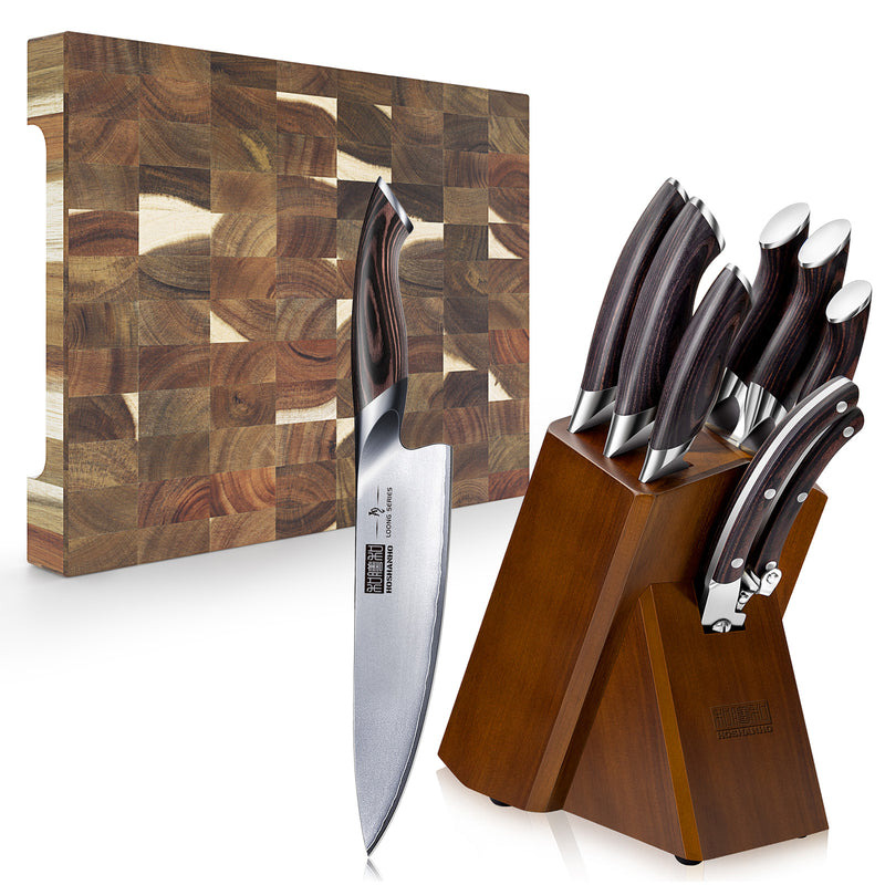 Ensemble de 9 couteaux de chef – Planche à découper classique