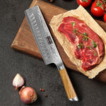 6.5-Inch Damascus Nakiri Knife – VG-10 Japanese Cleaver & Vegetable Knife with Olive Wood Handle