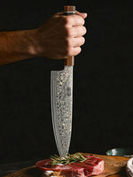 HOSHANHO 8" Damast Kochmesser – Ultrascharf, Ebenholzgriff