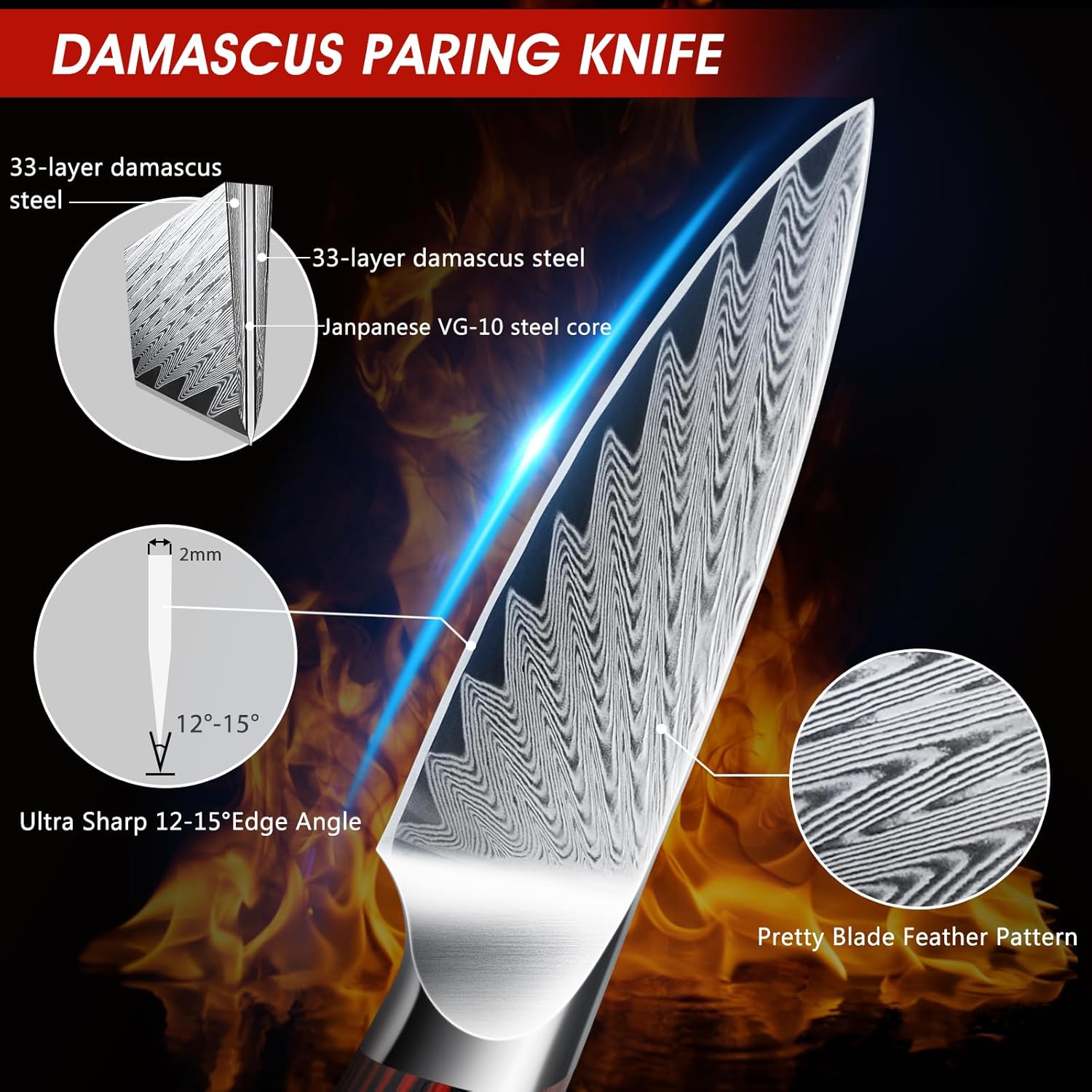 3.75" Damascus Paring Knife