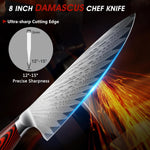 Couteau de chef japonais en acier damas de 20 cm avec étui