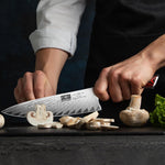 Couteau de chef japonais en acier damas de 20 cm avec étui