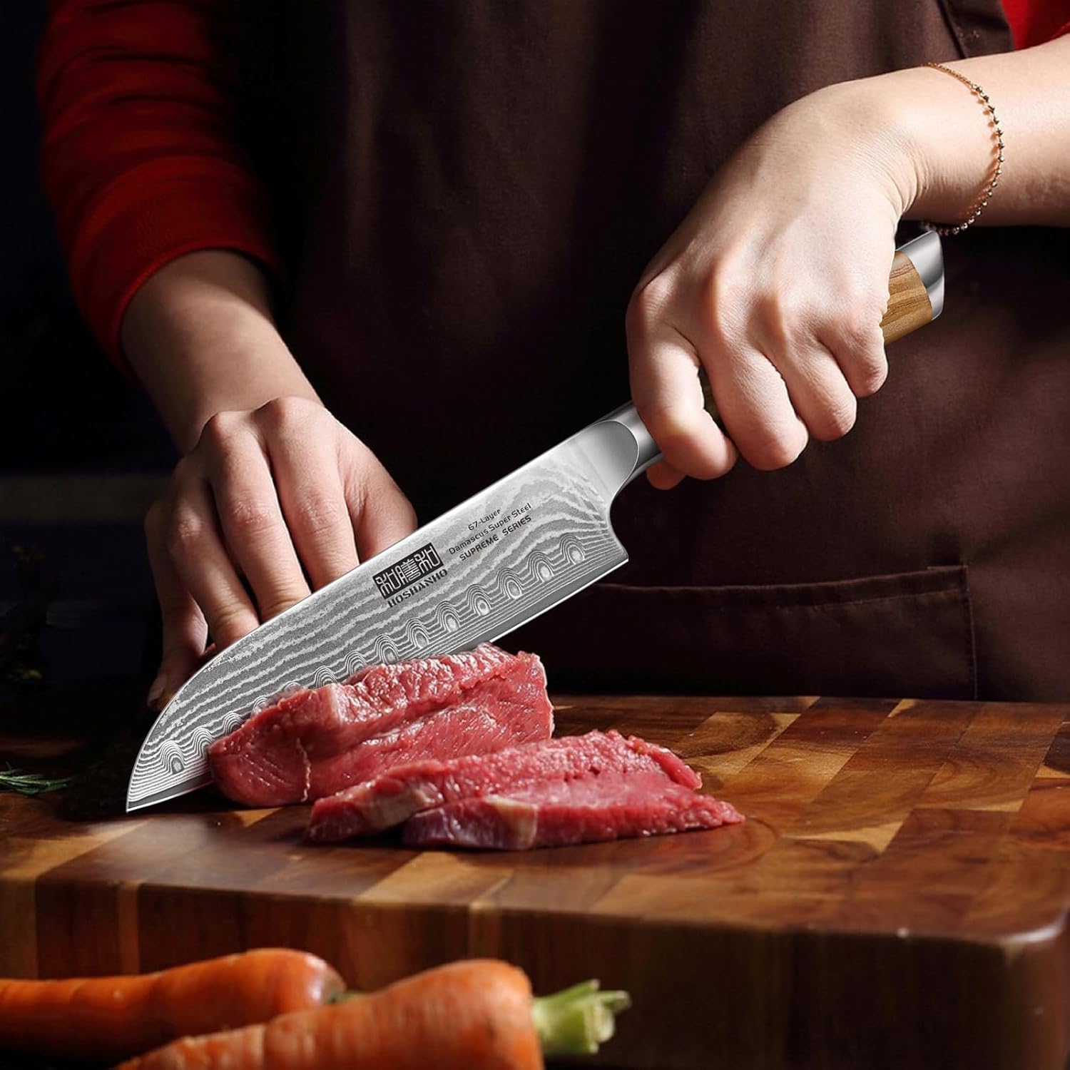 7" Damascus Santoku Knife