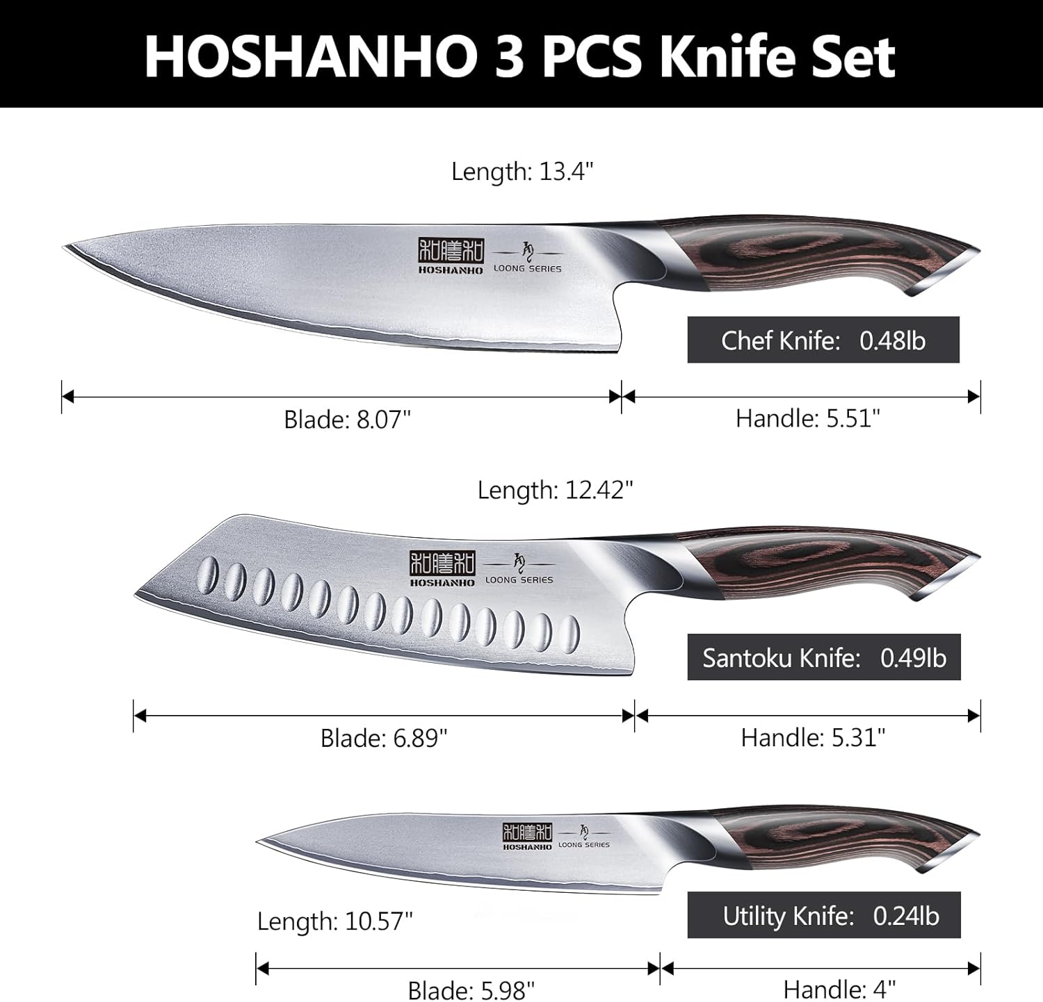 3-Piece Professional Chef Knife Set
