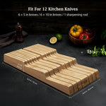 Large Bamboo Knife Drawer Organizer