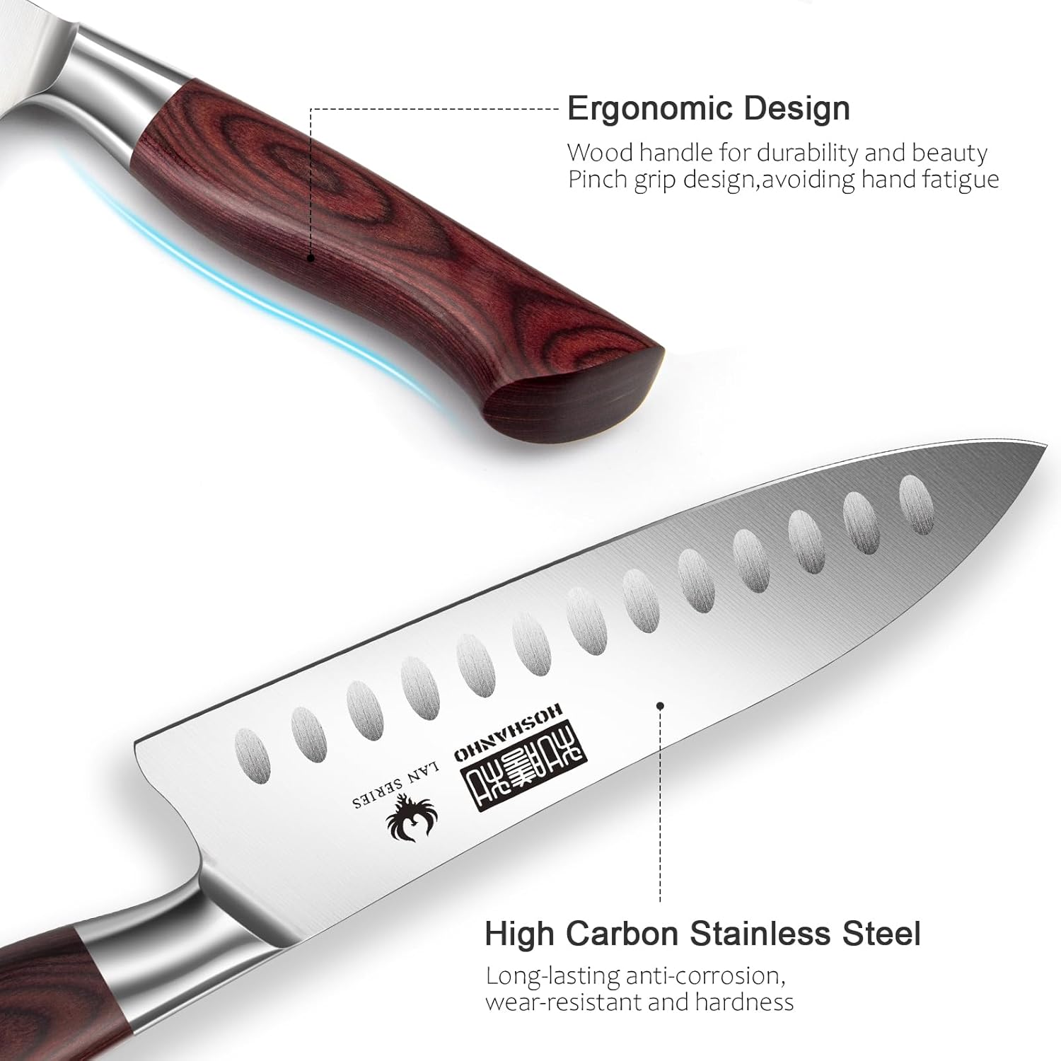 7" Santoku Knife, High Carbon Steel