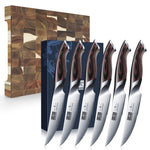 6-teiliges Steakmesser-Set – 4,5 Zoll lange japanische AUS-10-Messer mit Wellenschliff aus Kohlenstoffstahl mit ergonomischem Griff 