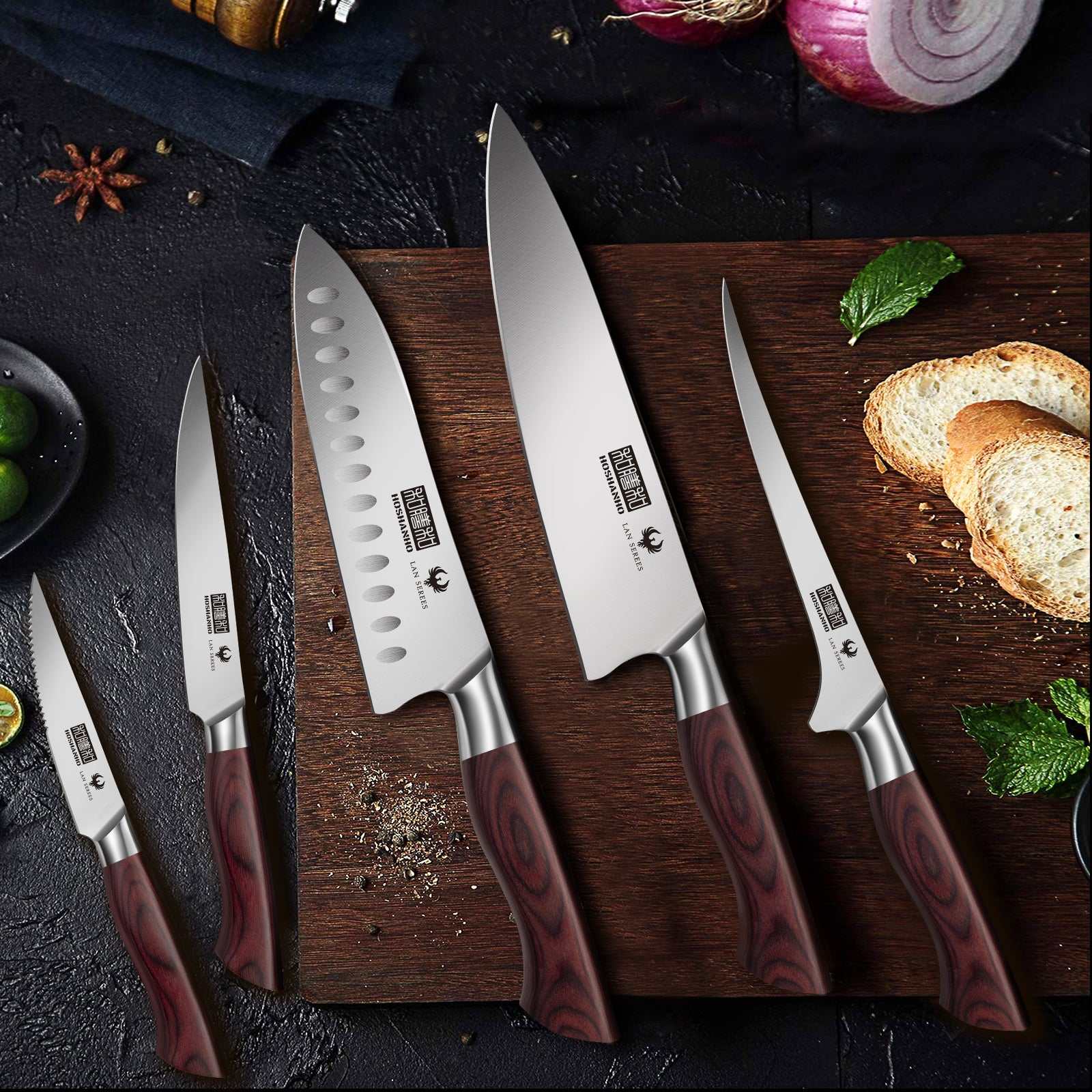 19-Piece Knife Set – High Carbon Steel with Magnetic Block